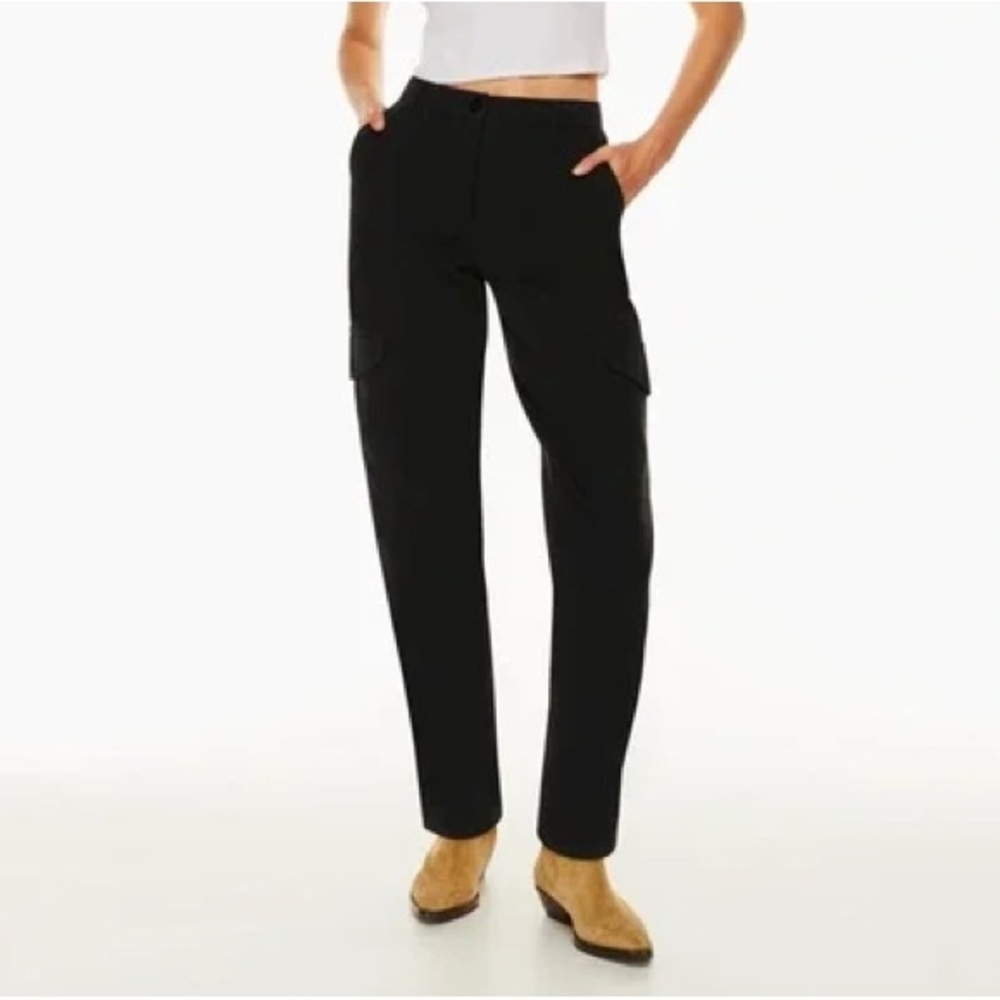 ARITZIA Wilfred Free Black High Waisted Modern Cargo Pants Button Ankle